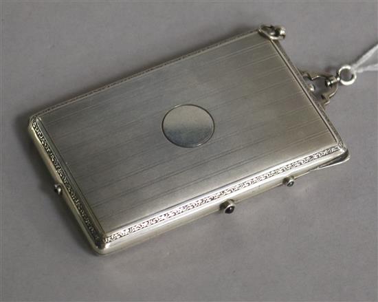 A late 19th/eraly 20th century continental 935 white metal combination card case/aide memoir